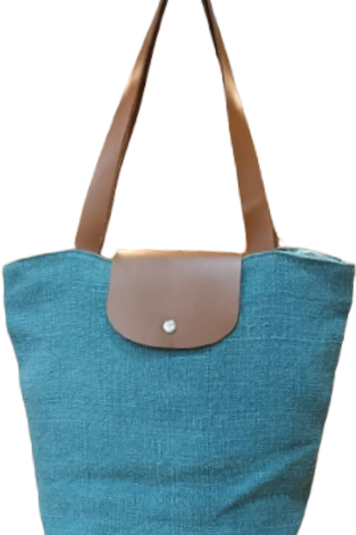 Leather Washed Jute Bag